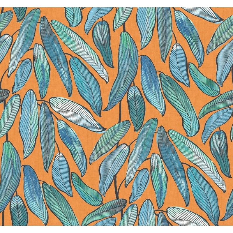 Edinburgh Weavers Tropical Leaf Tangerine